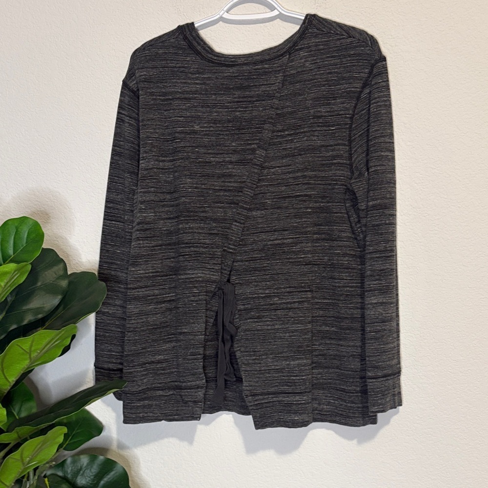 Daily Ritual Heather Gray Knit Top with tie split back Medium - Picture 4 of 6